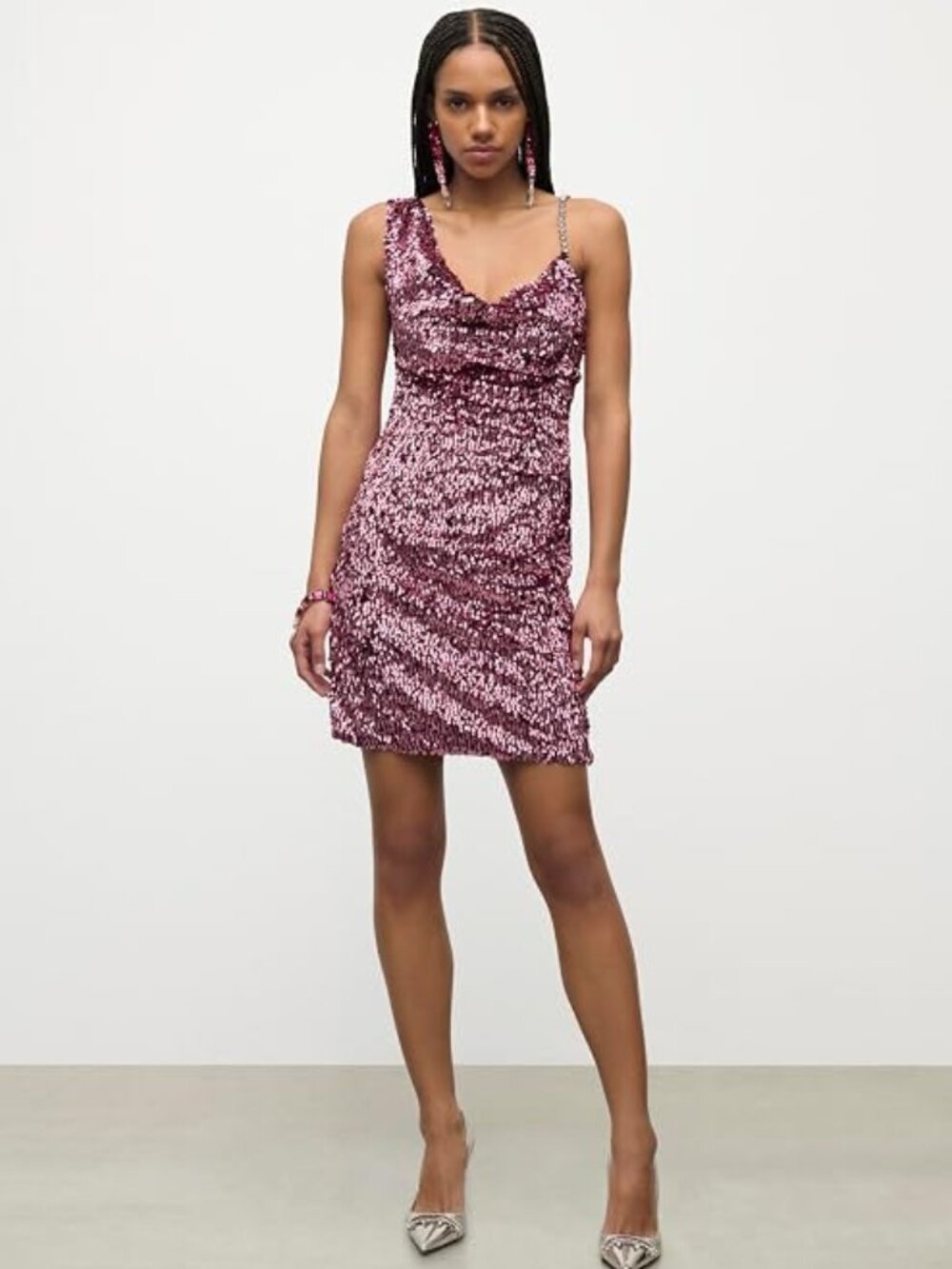 Area Crystal Strap Embellished Mini Dress Size M/8 MSRP $795 Metallic Rose NWT